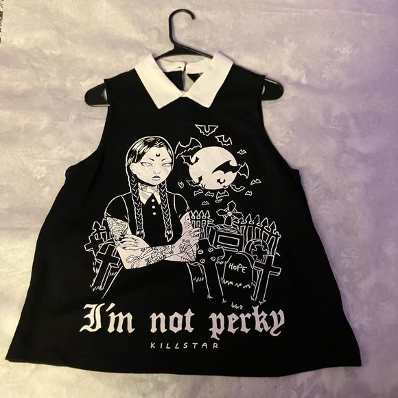 XL Killstar Wednesday Adams I'm Not Perky School Collared Shirt. - Picture 3 of 9